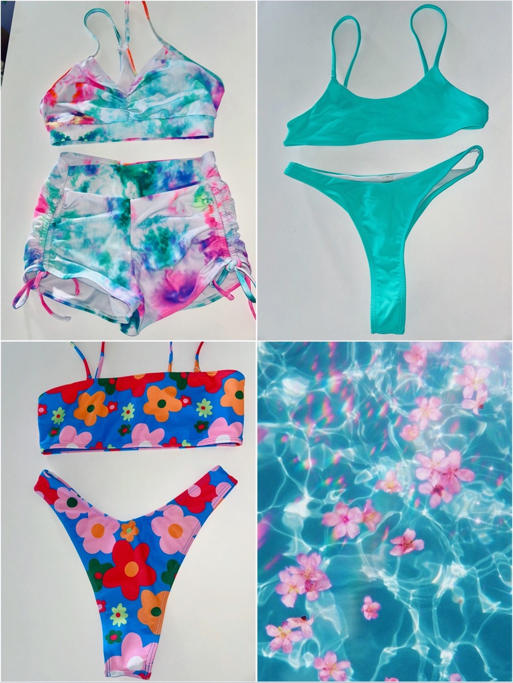 SHEIN Size Small Bikini Bundle 3 Matching Sets – Tie Dye, Floral, Teal